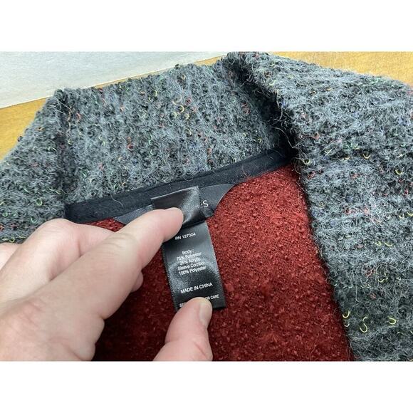 Ali Miles Boucle Knit Flyaway Colorblock 3/4 Sleeve Cardigan Sweater Womens 2X - Picture 5 of 12